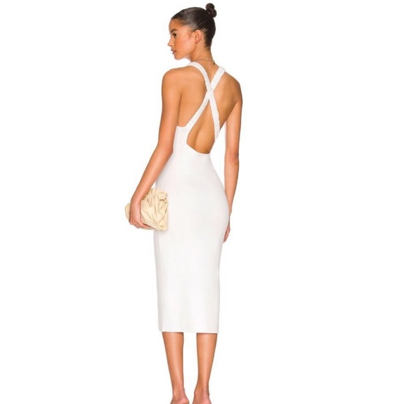 525 America Midi Dress Sleeveless Knit Stretchy Bleach White Size XS NWT - Picture 1 of 5